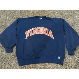 Vintage Russell Athletic Large Blue Crew Neck Sweatshirt VIRGINIA USA Spell Out